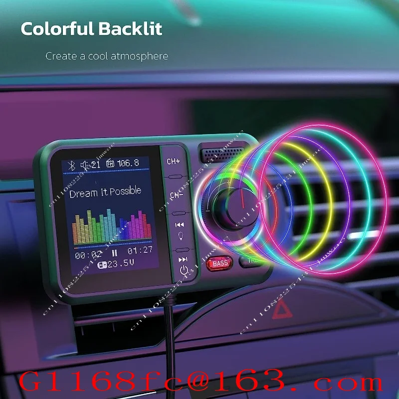 New MP3 Bluetooth Player with Large Screen, Plug-in USB Flash Drive, Cigarette Lighter, Bluetooth Car Charger, FM Transmitter