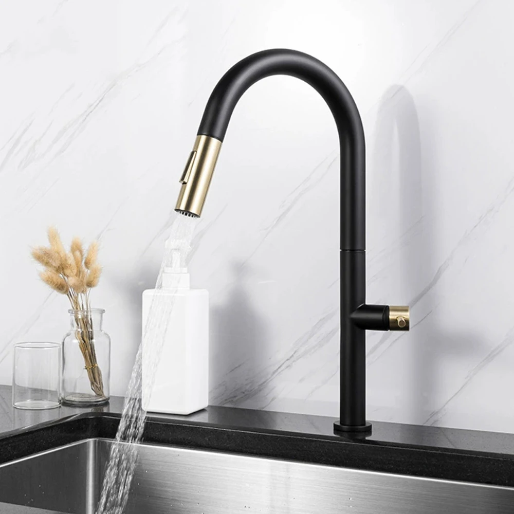 

Black ,Black Gold, Brushed Grey Color. 304 Stainless Steel Kitchen Sink Faucet , Two Model Water Out , Hose Pull Down