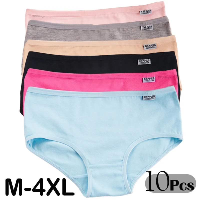 10 pz/lotto mutandine taglie forti per donna intimo in cotone slip traspiranti donna vita media senza cuciture ragazze Sexy Lingerie femminile