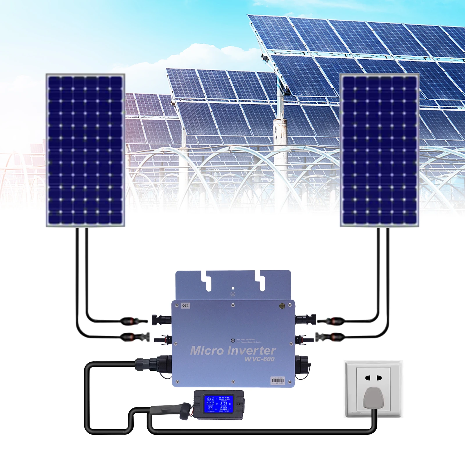 600W Solar Grid Tie Micro Inverter Waterproof IP65 DC54V PV Input AC110V Output for Solar Panel