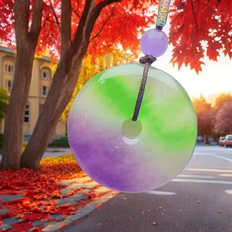 

Pure natural jadeite waxy ice purple safety buckle violet moisturizing and transparent spring color pendant collection