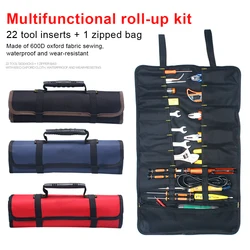 Multifunções Roll Up Tool Bag,Wrench Roll, Oxford Canvas Tool Organizer Bucket,Car First Aid Kit Wrap, 1680D