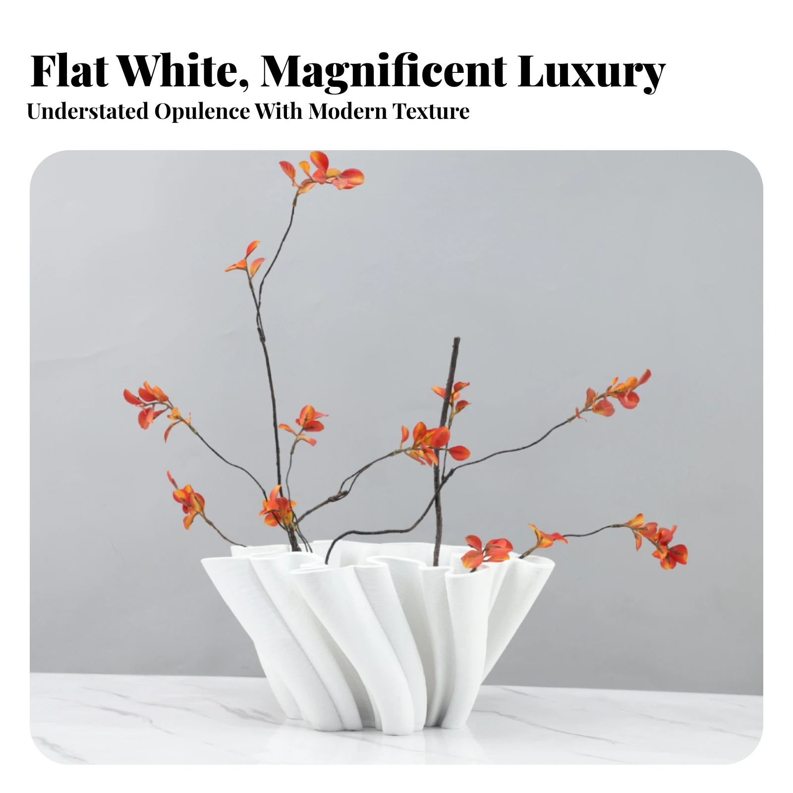 Fluted Vase Matte White Vase Dried Flowers