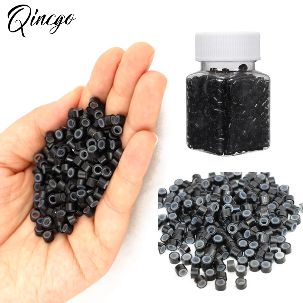 Silicone Micro Link Rings Beads Silicone-lined 200Pcs Standard Micro-Links for Hair Extensions Stick I Tip Hair Micro Loop Hair