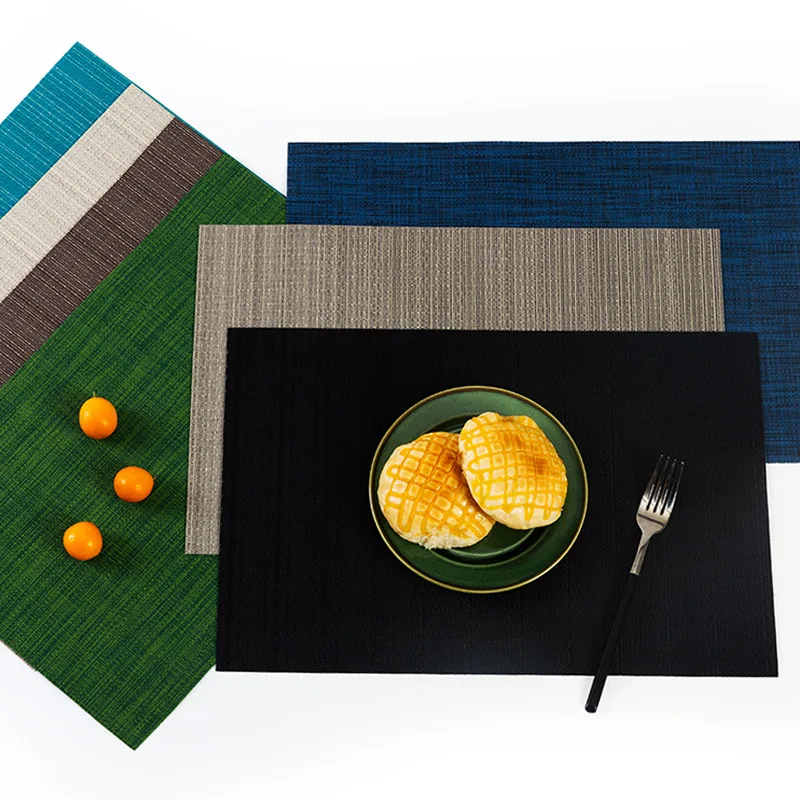 Pvc Vertical Stripe Thickened Placemat Hotel Western Food Knife and Fork Tableware Mat 5Pcs Waterproof and Heat Insulation Pad