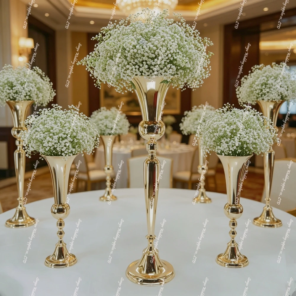 

10 шт. (40-100 см) Металлические подсвечники-канделябры, золотые вазы для цветов, для домашнего декора, для украшения обеденного стола, цветочные горшки