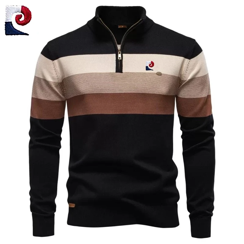 

Новый мужской высококачественный вязаный свитер на молнии, весенне-осенний модный повседневный теплый универсальный топ
