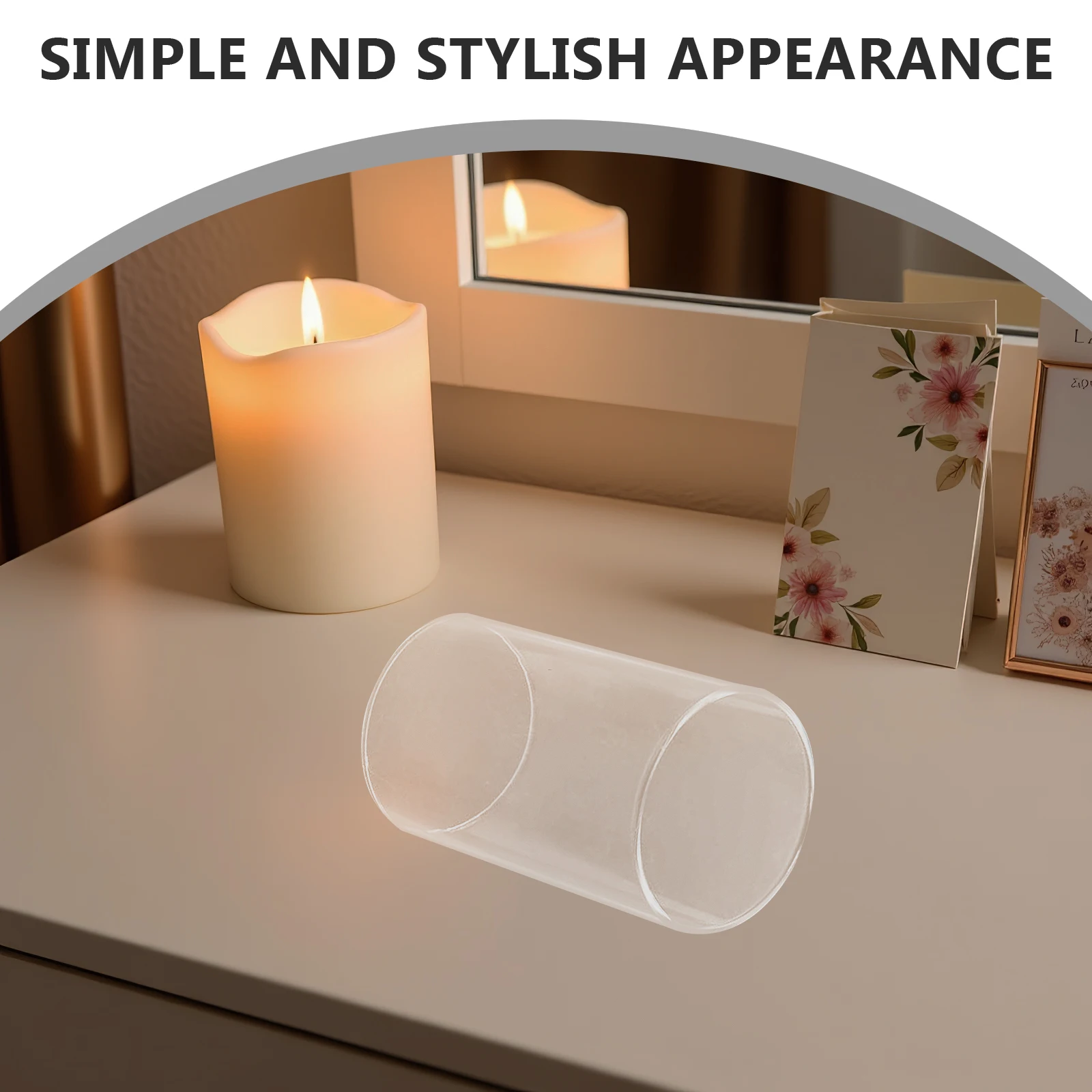 غطاء زجاجي شفاف على شكل اسطوانة حامل شموع زجاجي إبداعي فريد من نوعه لتزيين جو رومانسي للمنزل