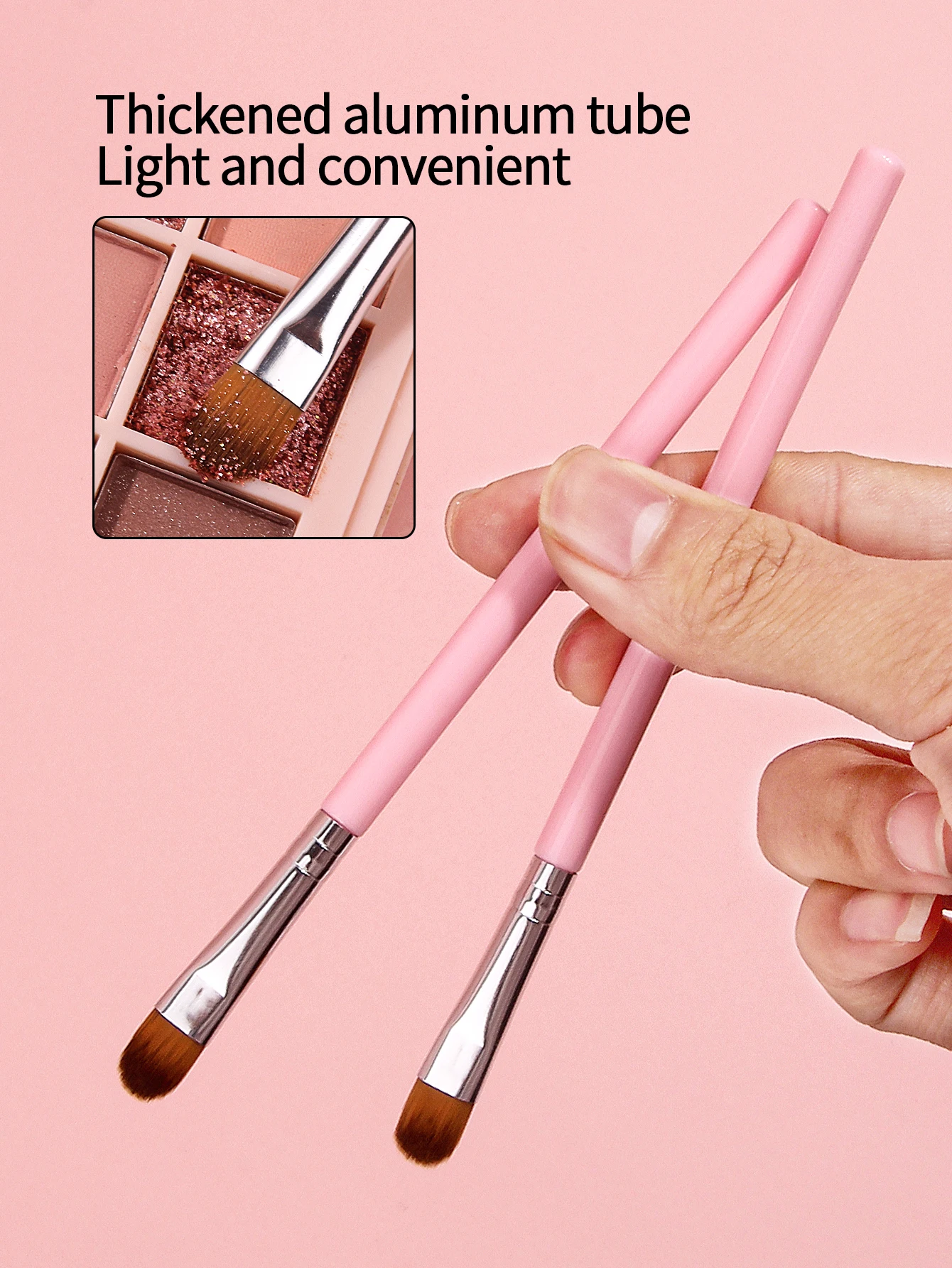 12Pcs Pink Eyeshadow Brushes Flat Round Small Concealer Brushes Professional Eye MakeupTools Soft Synthetic Fibers Easy To Clean