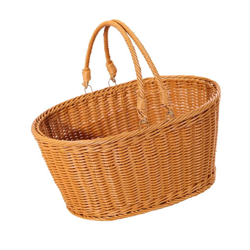 

Woven Shopping Basket Large Capacity Food Storage Snack Container Decorative Portable Dessert Home Party Wedding Rattan