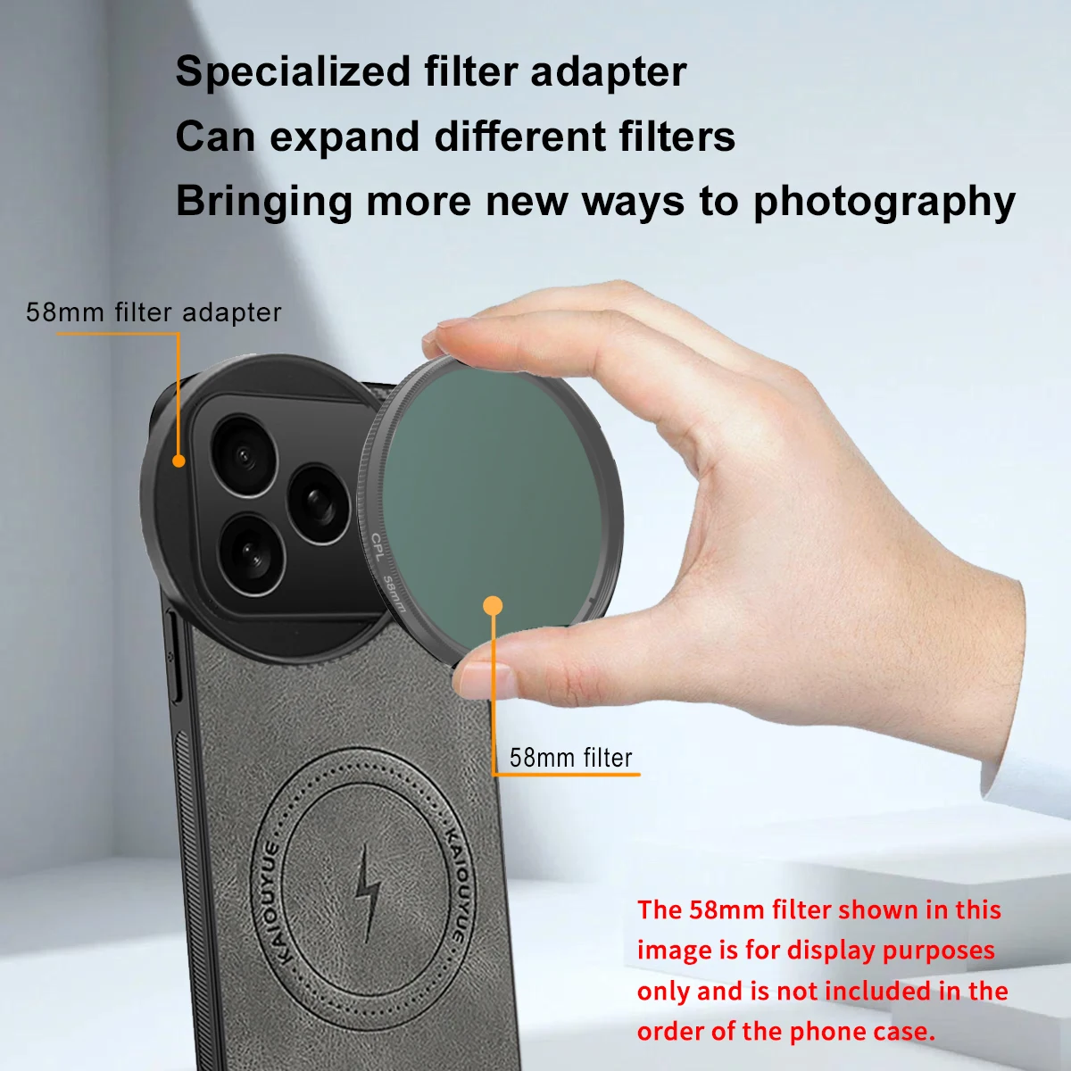 Роскошный чехол из овчины с магнитной беспроводной зарядкой для телефона с интерфейсом фильтра 58 мм, чехол для объектива телефона для iphone 17 pro 17pro max