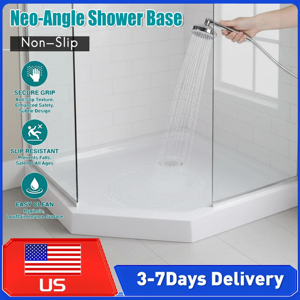 

Shower Pan With Corner Drain Non-Slip Acrylic Shower Base Shower Tray For RV Camper Travel Trailers Bathroom Accessories New ﻿