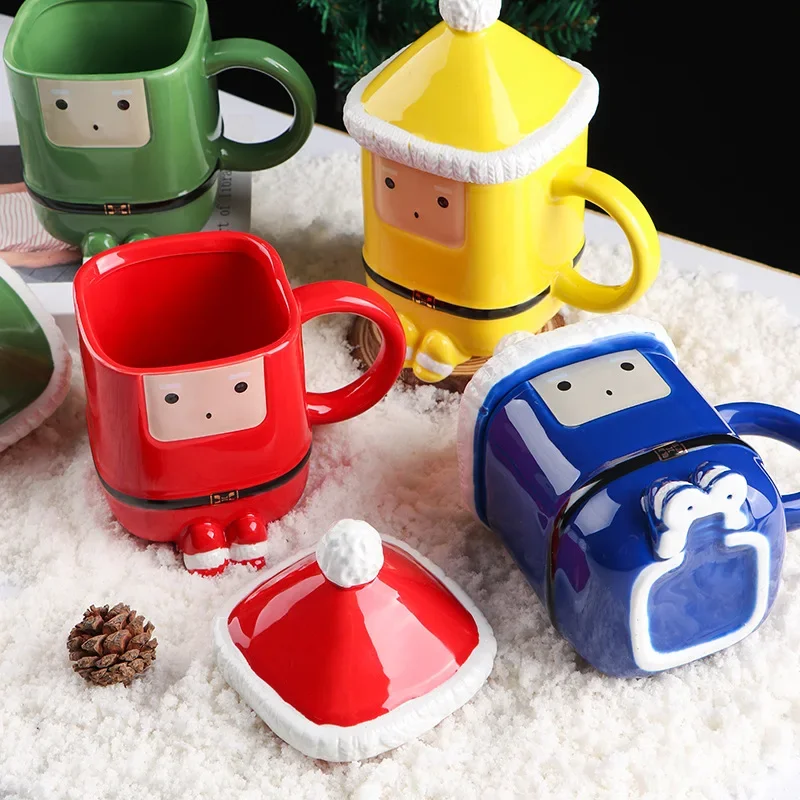 

Christmas Mug Ceramic Cup with Lid Couple Coffee Cup Christmas Gift for Children Coffee Cups m