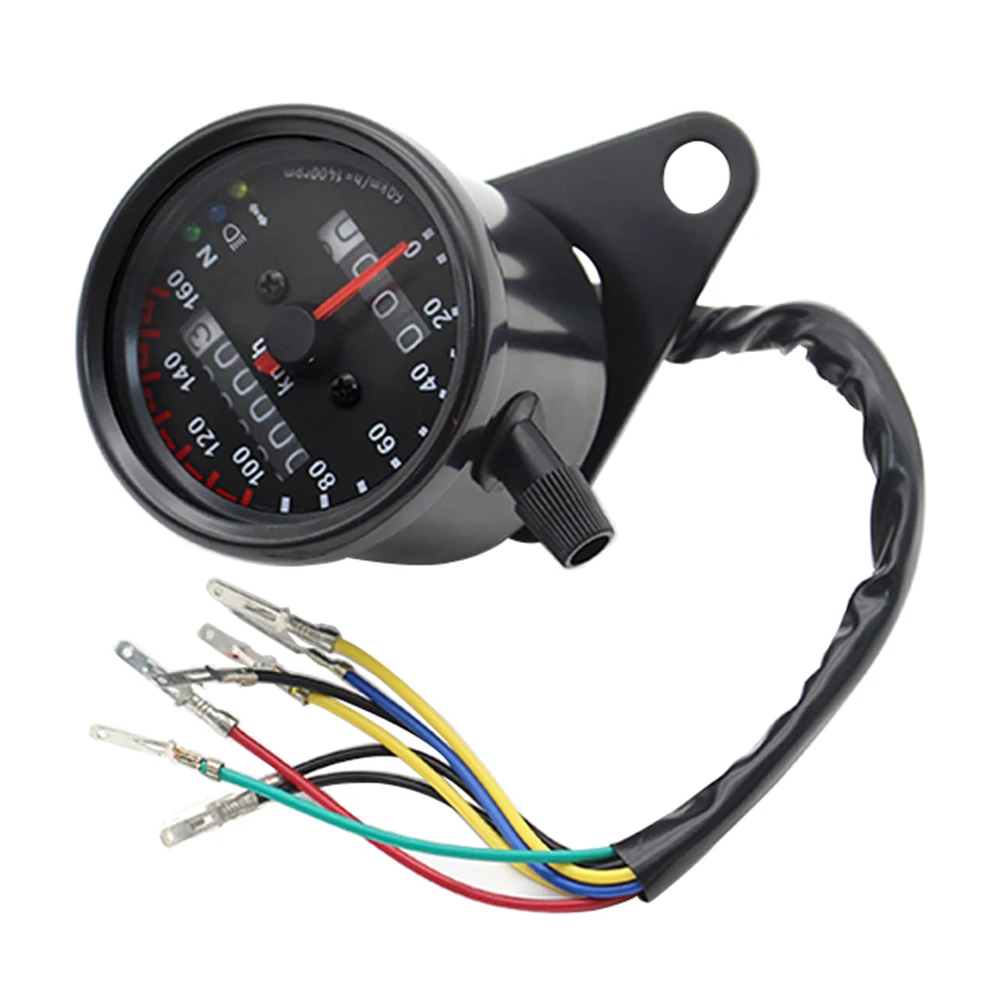 Durable Motorcycle Speedometer Delicate Design Retro 12V Motorcycle Speedometer Odometer with Neutral Gear Headlight Indicator