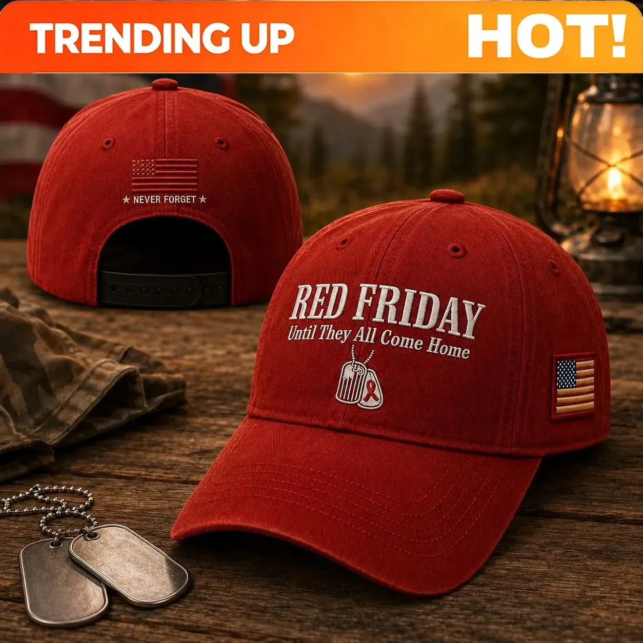 Customization Red Friday Until They All Come Home Baseball Cap, Remember Everyone Deployed Hat, USA Flag Patriotic Support Hats