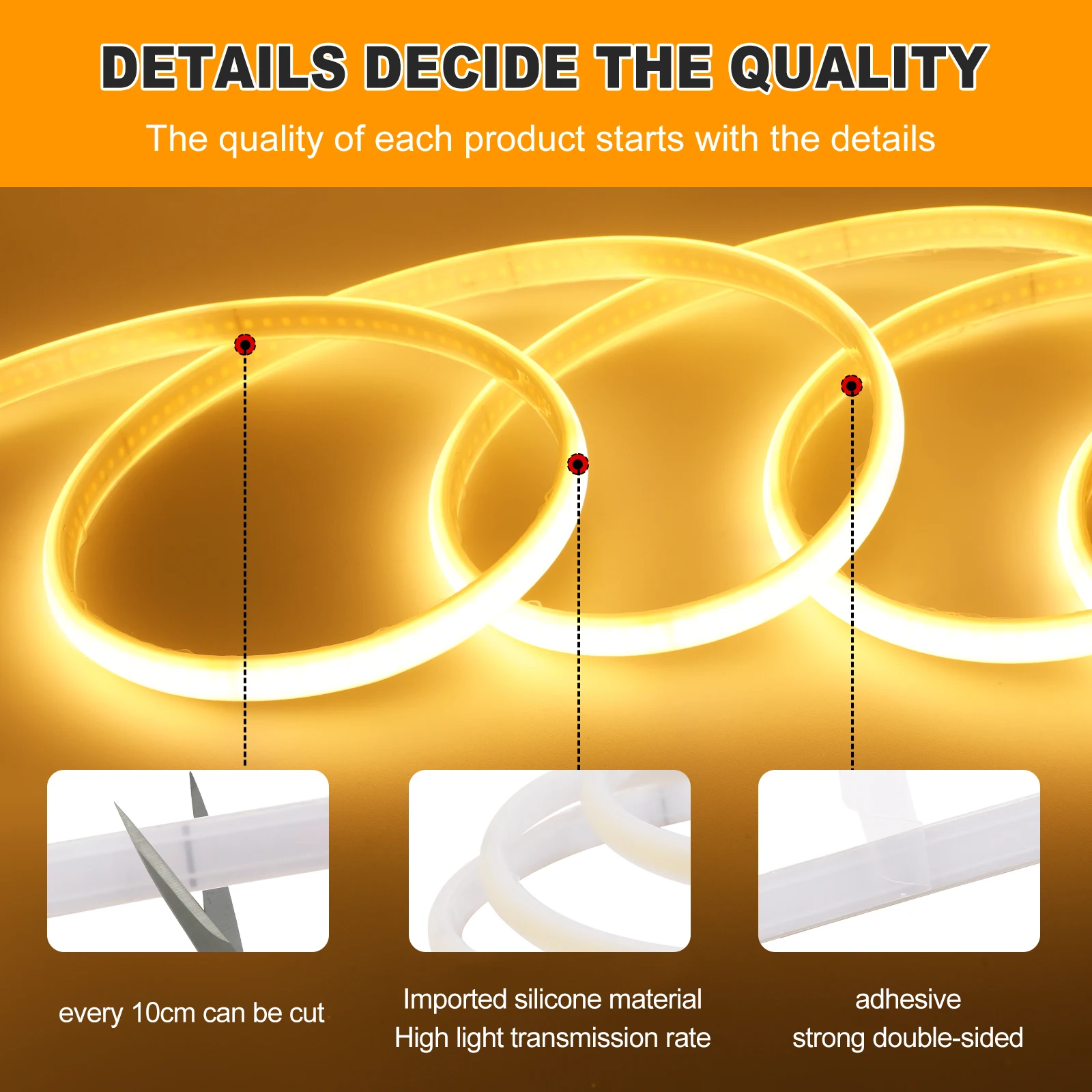 220V COB LED Neon Strip Light สมาร์ท Wall Touch บลูทูธ Wifi ชุดรีโมท Flex กาวเทป 240 LEDs Linear Lighting