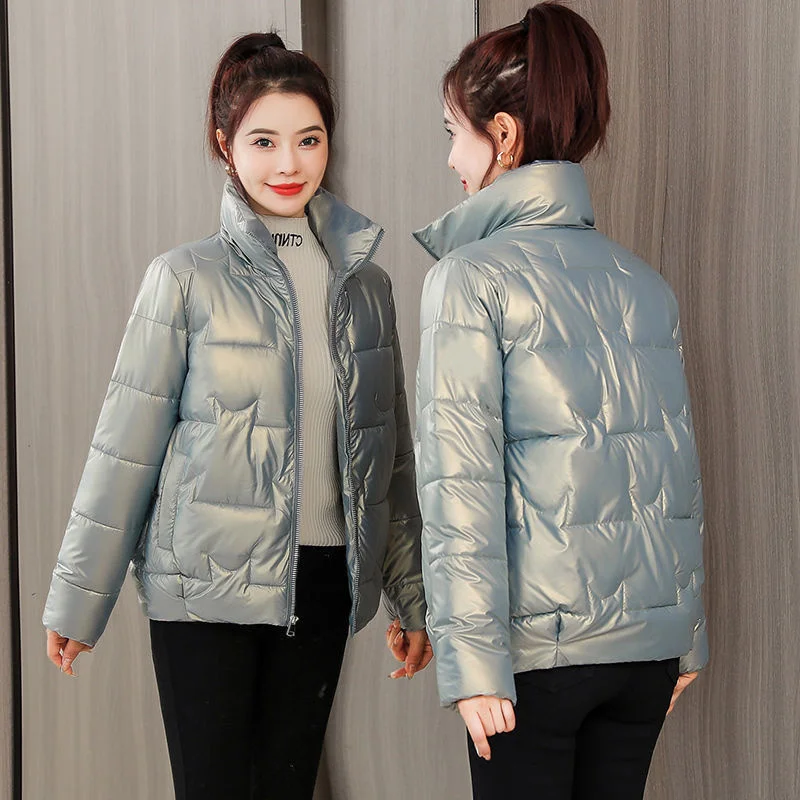 Winter Women Jacket 2022 New Fashion Glossy Cotton Padded Jacket Female Parkas Loose Short Thick Warm Casual Ladies Outwear