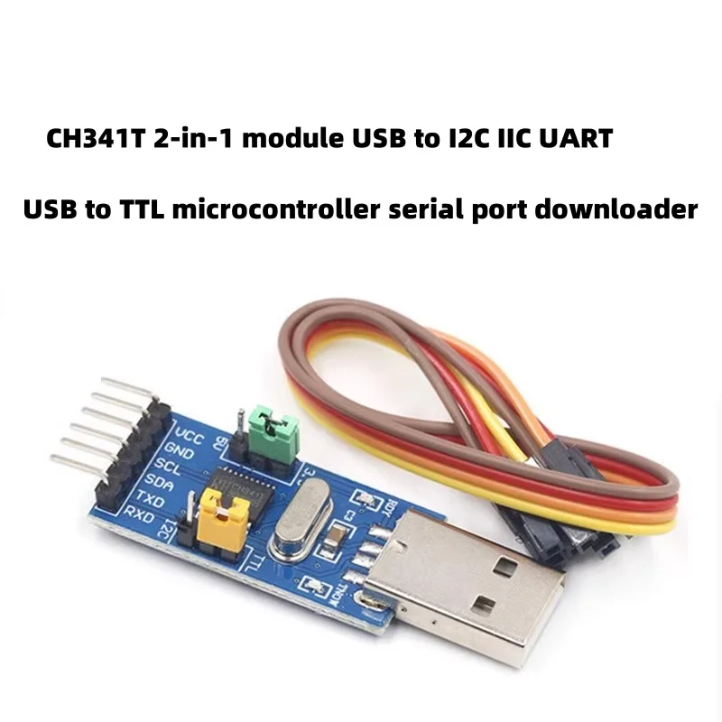 CH341T 2-in-1 USB to I2C IIC UART TTL MCU Serial Port Downloader Module for Electronics
