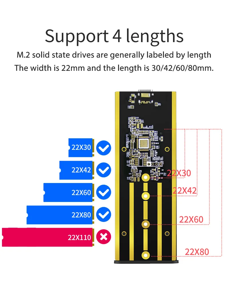 Blueendless-carcasa de disco duro NVME M.2, carcasa de disco duro de transmisión de alta velocidad, Puerto tipo c, disipación de calor, SSD de