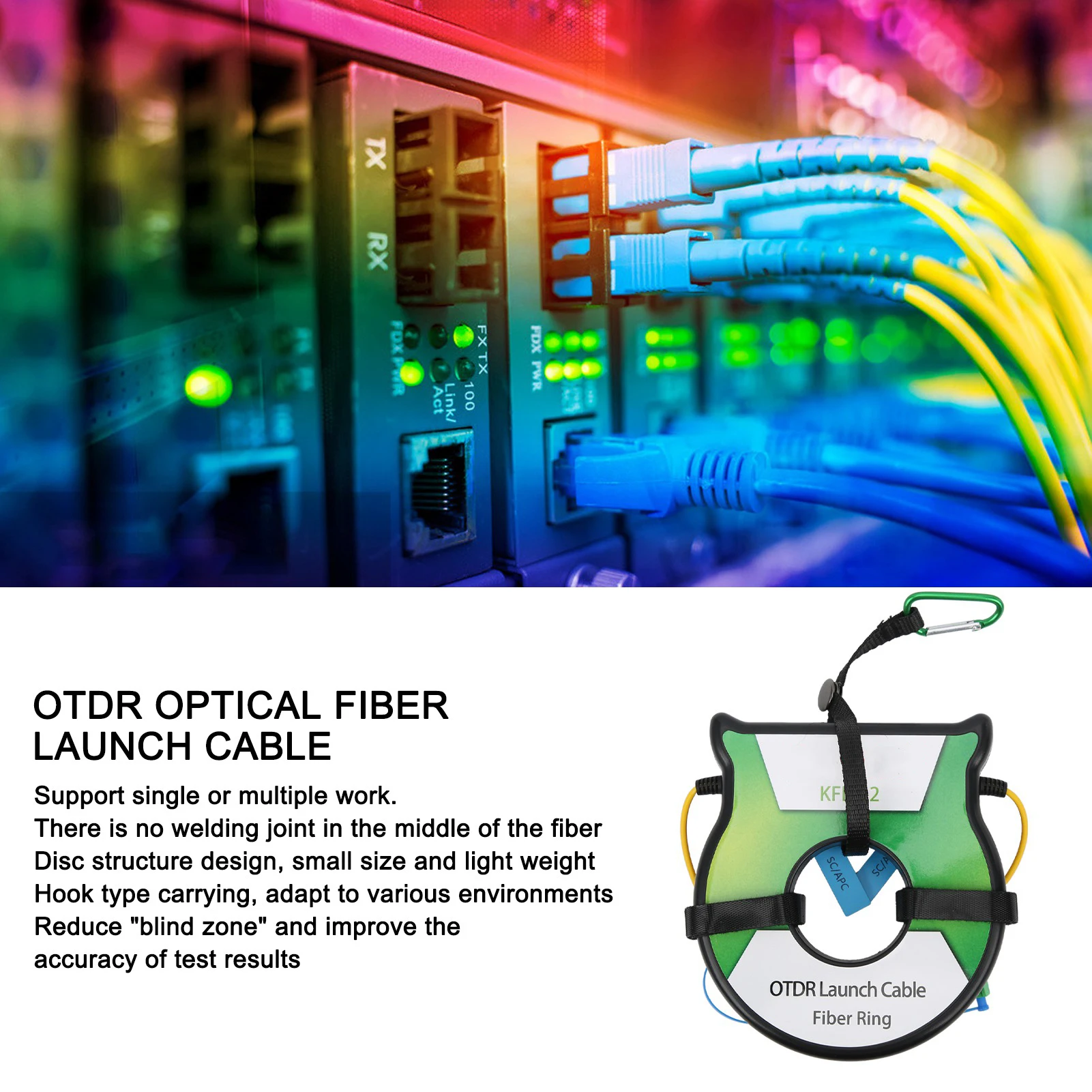 OS2 Connector OTDR Optical  Launch Cable Singlemode 9/125um 1km OS2 SC/APC‑SC/UPC Connector Optical  Launch Cable