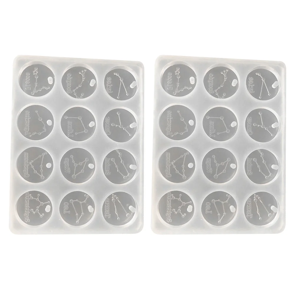 

2Pcs Zodiac Constellation Round Pendant Mold Flexible Silicone DIY Epoxy Jewelry Making Crafts Gift Decor Resin Molds H made