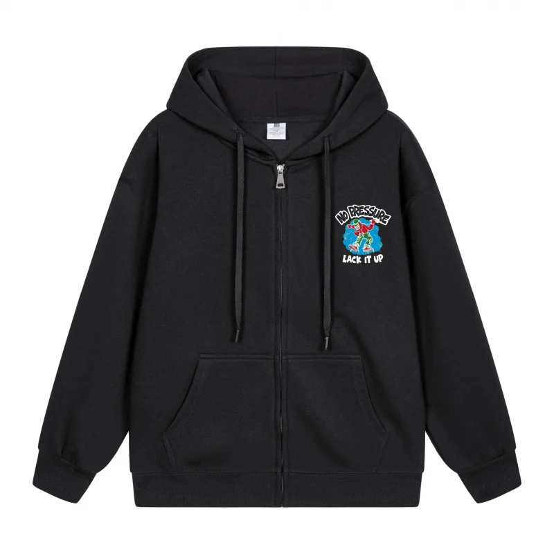 

Men's Zip-Up Hoodie Blue And White Cartoon Design 2025 New Style Casual Couples’ Style Couples’ Style