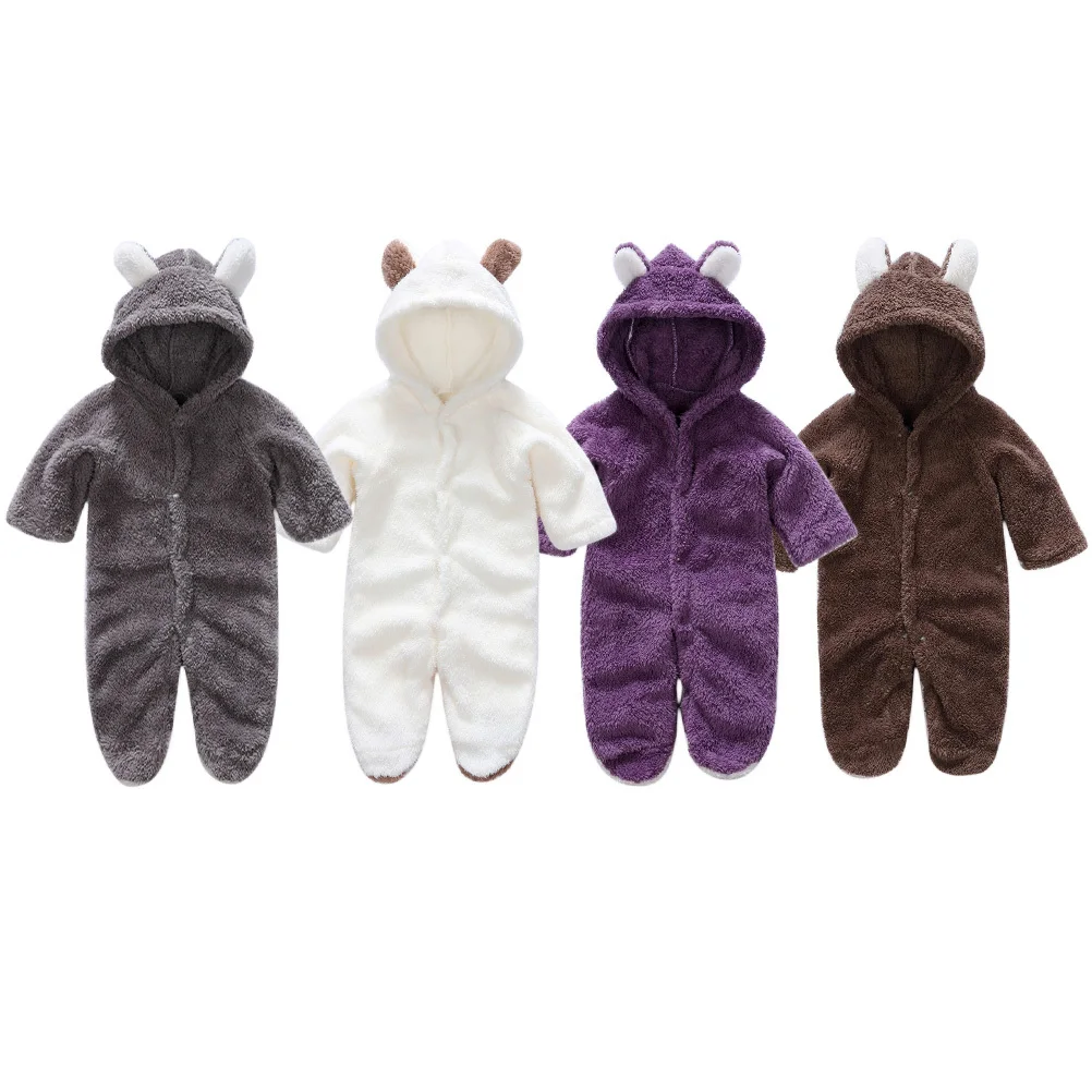 

Baby Jumpsuits Warm Cartoon Animal Shape Purple 3-6m Toddler Climbing Suit Winter Jumpsuits for Baby Boys Girls
