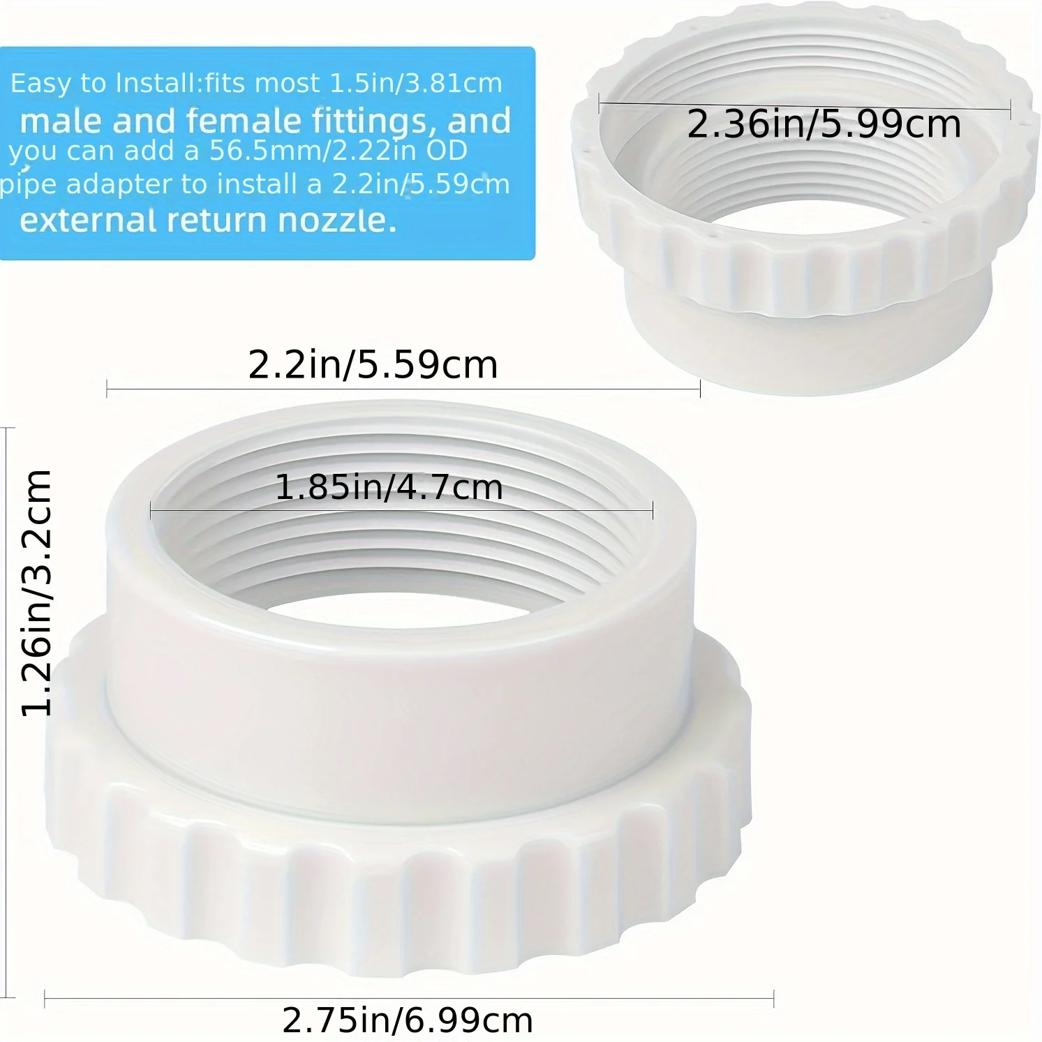 Easy-Install Dual Jet Pool Fountain Adapter , Durable Plastic for Summer Wave Pools & Spas