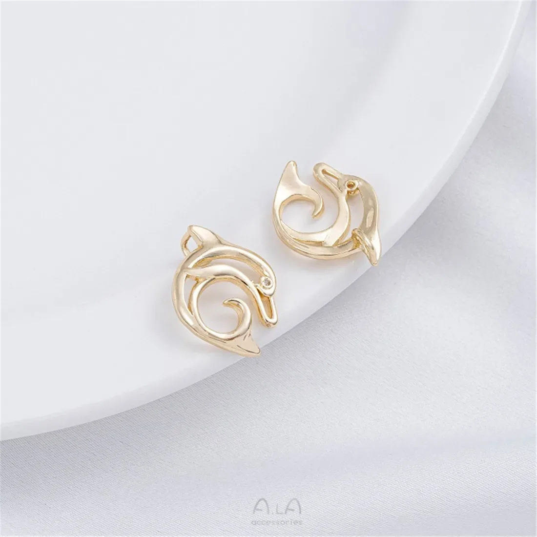 14K الذهب ملفوفة الحياة البحرية دولفين نجم البحر قلادة DIY بها بنفسك اليدوية اللؤلؤ سوار قلادة دلاية مجوهرات D029