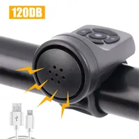 Waterproof Bike Electronic Loud Horn 120 Db Warning Safety Electric Bicycle Handlebar Alarm Ring Bell Anti-Theft USB Charging