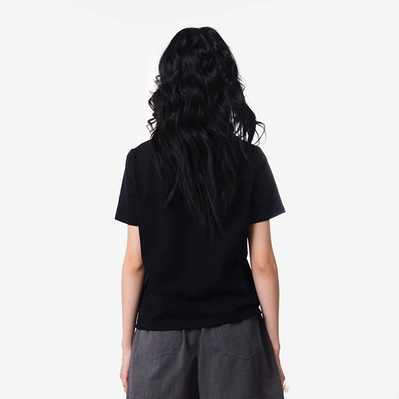 MOVEUP Round Neck Short Sleeved T-Shirt 2026 Summer New Pure Cotton Contrasting Cat Print Office Casual Top For Women 3ELX10526