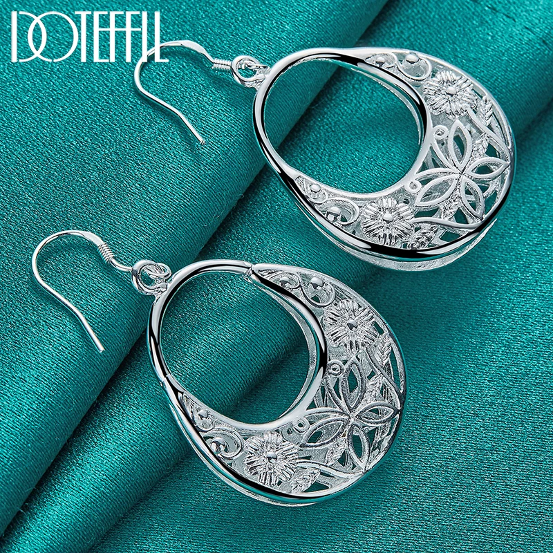 DOTEFFIL 925 Sterling Silber Charme Schmetterling Hohl Tropfen Ohrringe Für Frauen Dame Hochzeit Engagement Party Mode Schmuck