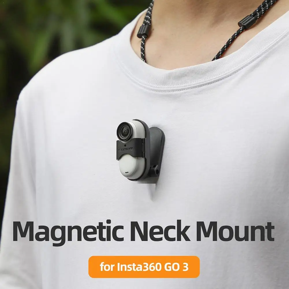 For Sunnylife Insta360 GO3 Magnetic Neck Bracket Anti-shake Ffor Travel Skiing Outdoor Activities Irst-person Shooting Bracket