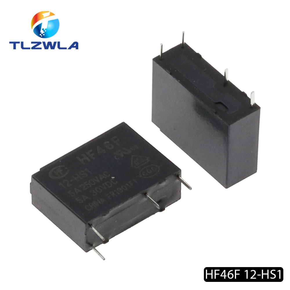 100PCS 30VDC Power Relays HF46F-005-HS1 HF46F-012-HS1 HF46F-024-HS1 5-HS1 12-HS1 24-HS1 5A 250VAC 4PIN 5V 12V 24V DC