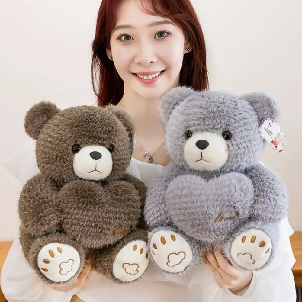 Kawaii Holding Love Bear Sitting Big Paw Stuffed Bear Doll 28/38cm Cartoon Animal Doll Birthday Party Decor
