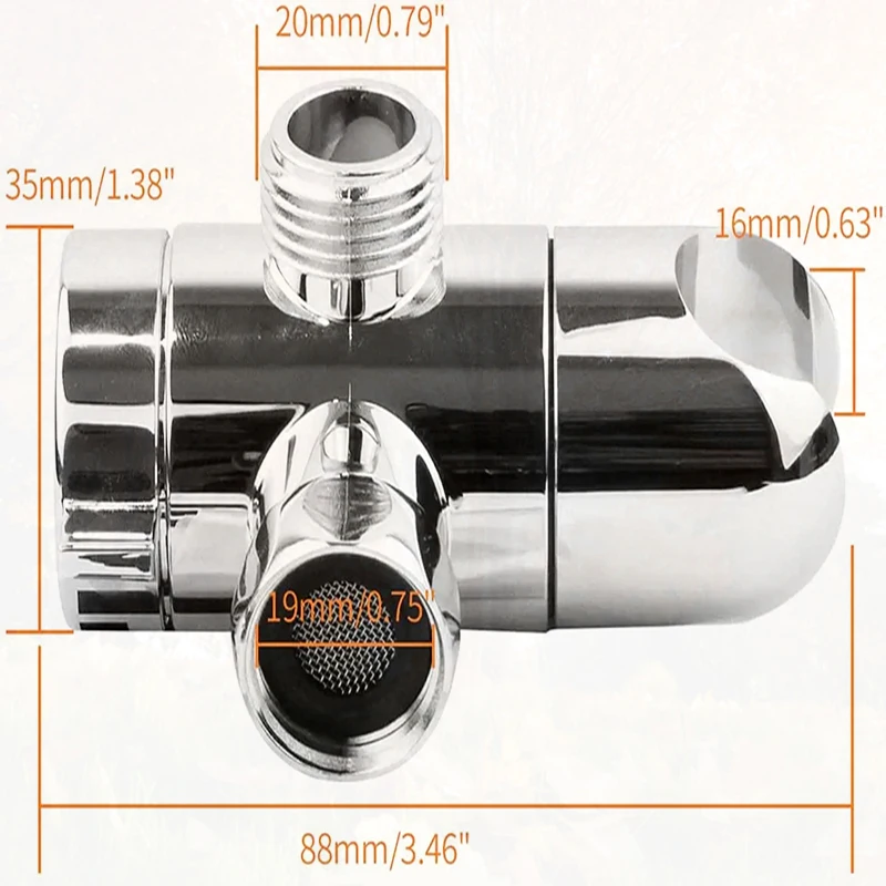 Tee Connector Shower Adapter Adjustable Shower Head Diverter Valve Arm Mounted Shower Head Holder Bathroom Shower Valve 3 Way