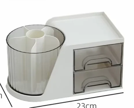 2025 Cartoon Capybara Rotating Pen Holder Tab Storage Box Organizer with Transparent Drawer Desktop Stationery Storage Rack Gift