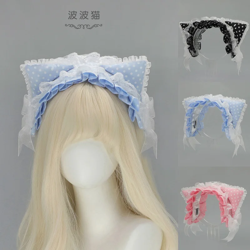 

Аксессуары для волос, автомобильные уши в горошек, аксессуары y2k, повязка на голову для девочек, повязка для волос для девочек, милый ядро в стиле Лолиты, косплей Симпатичные вещи