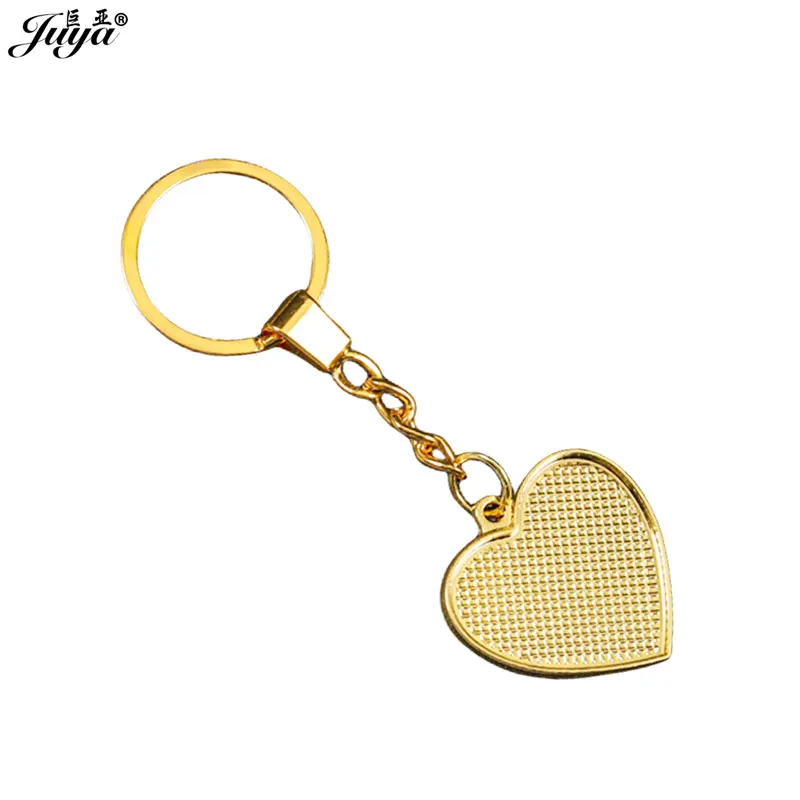 5pcs/lot High Quality Keychain Settings 30mm Double Sided Heart Cabochon Base For DIY Jewelry Making Key Chains Accessories