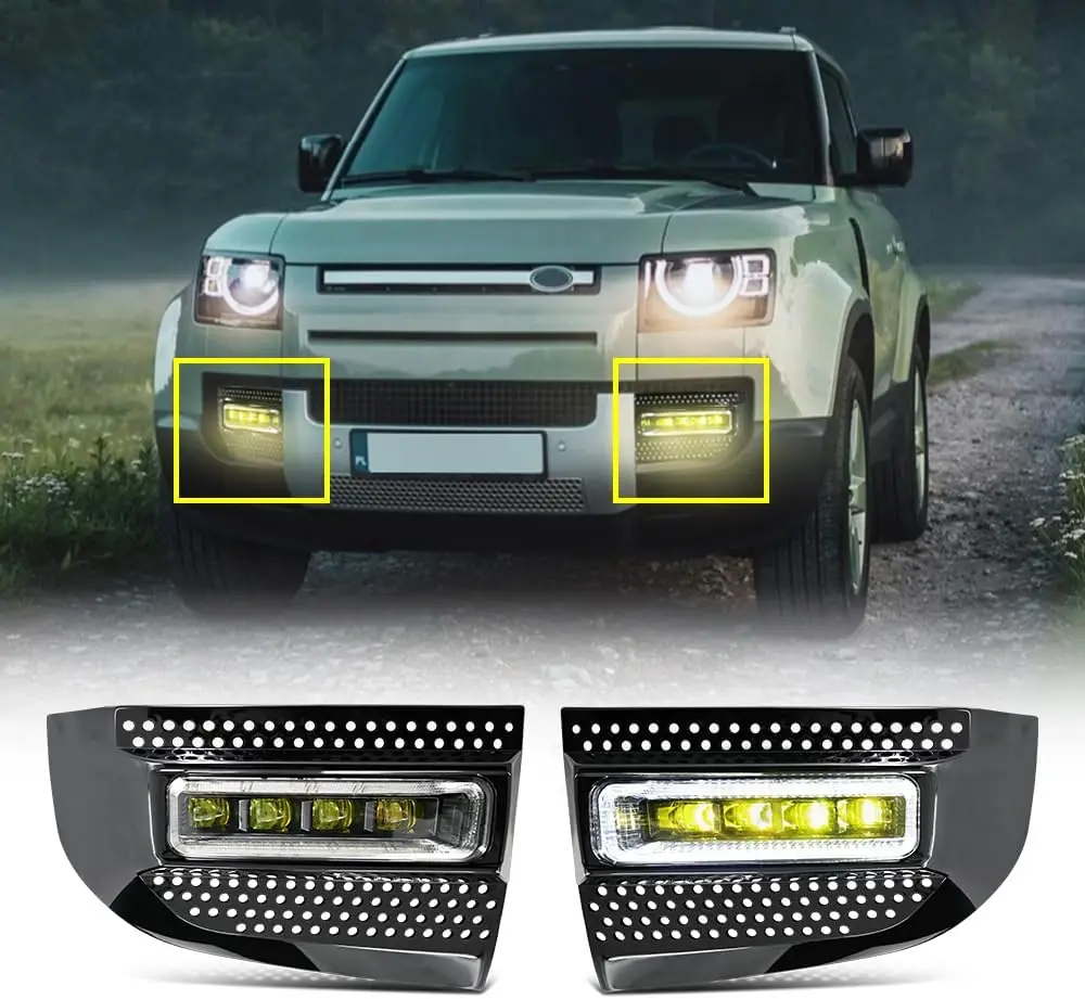 

2Pcs Front Fog Light Assembly for Land Rover Defender 90 110 130 2020-2023 Front Fog DRL Lamps Accessories