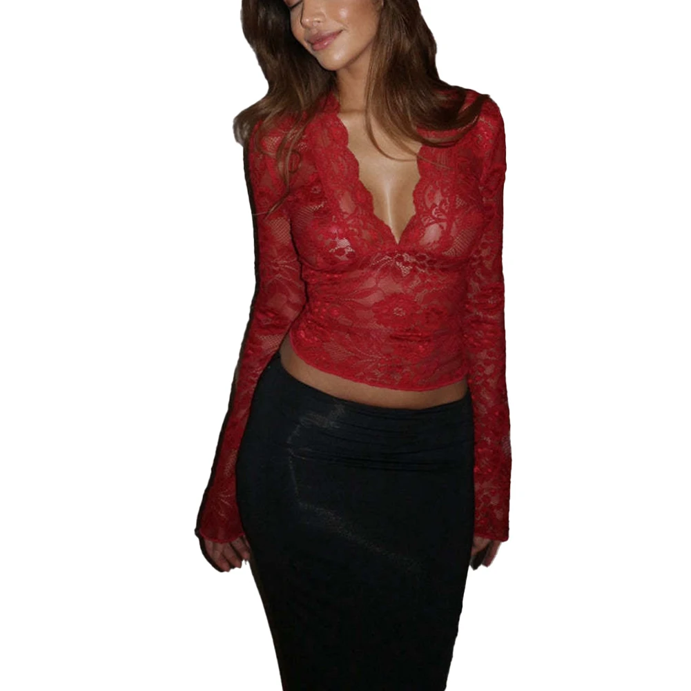 Comfy Fashion T Shirt Top Y2K Breathable Casual Comfortable Elegant Long Sleeve Sheer Slim Fit T-shirt Holiday