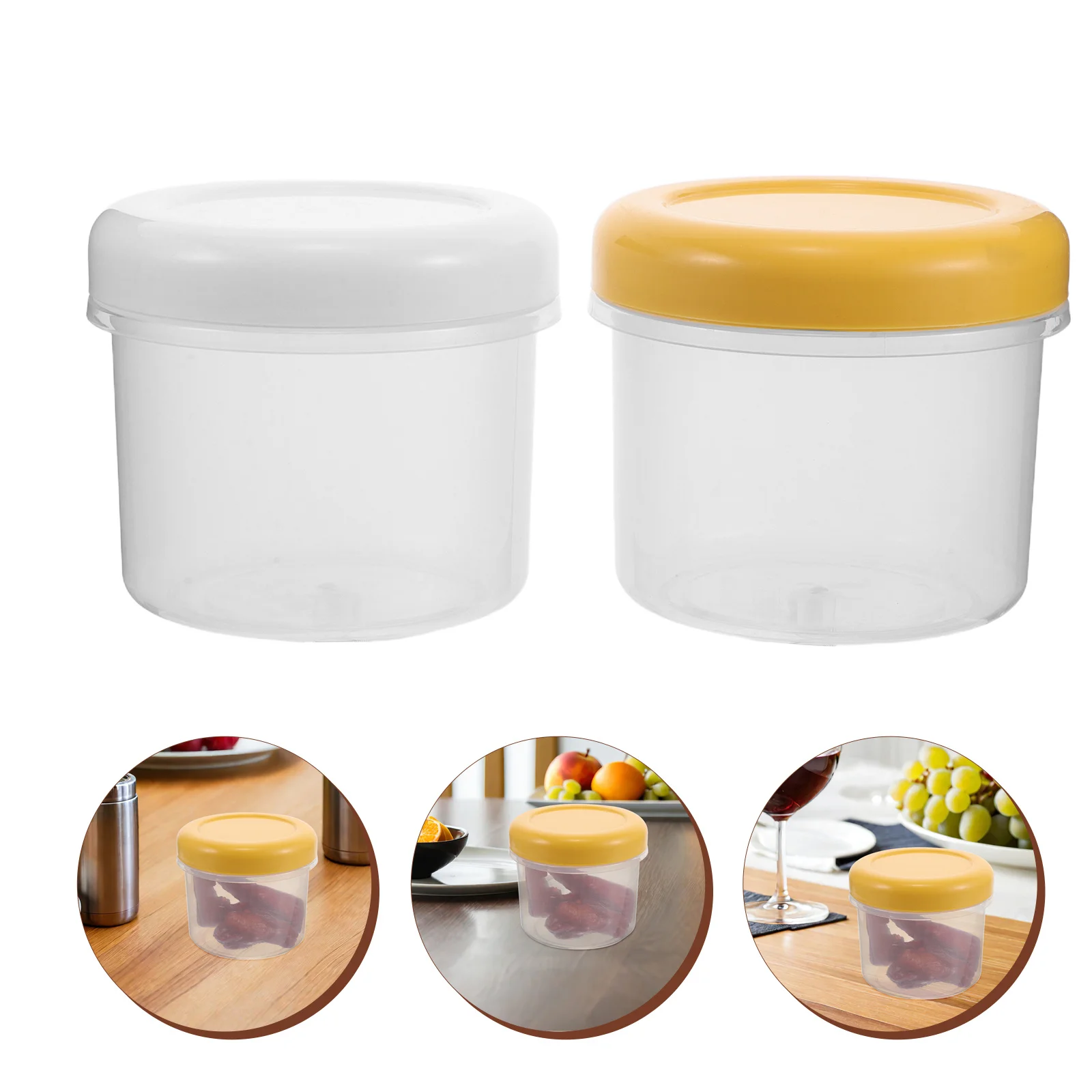 

2pcs Food Storage Container Airtight Condiment Box Kitchen Semitransparent Spice Jar Compact Sealing Jar Mini Freezer