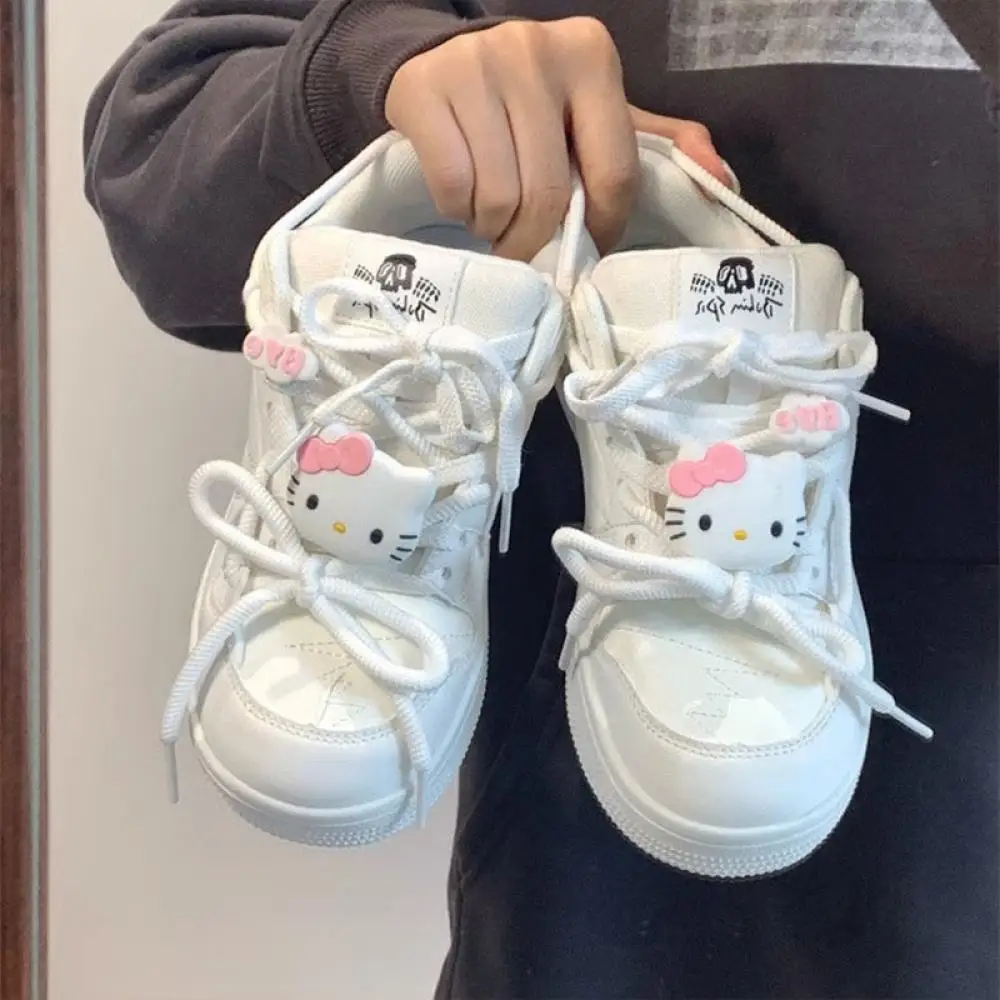 New Sanrio Kawaii Hello Kitty Shoes Female Cartoon Anime Thick Bottom Plate Shoes Cute Girls Student Women's Casual Sneakers