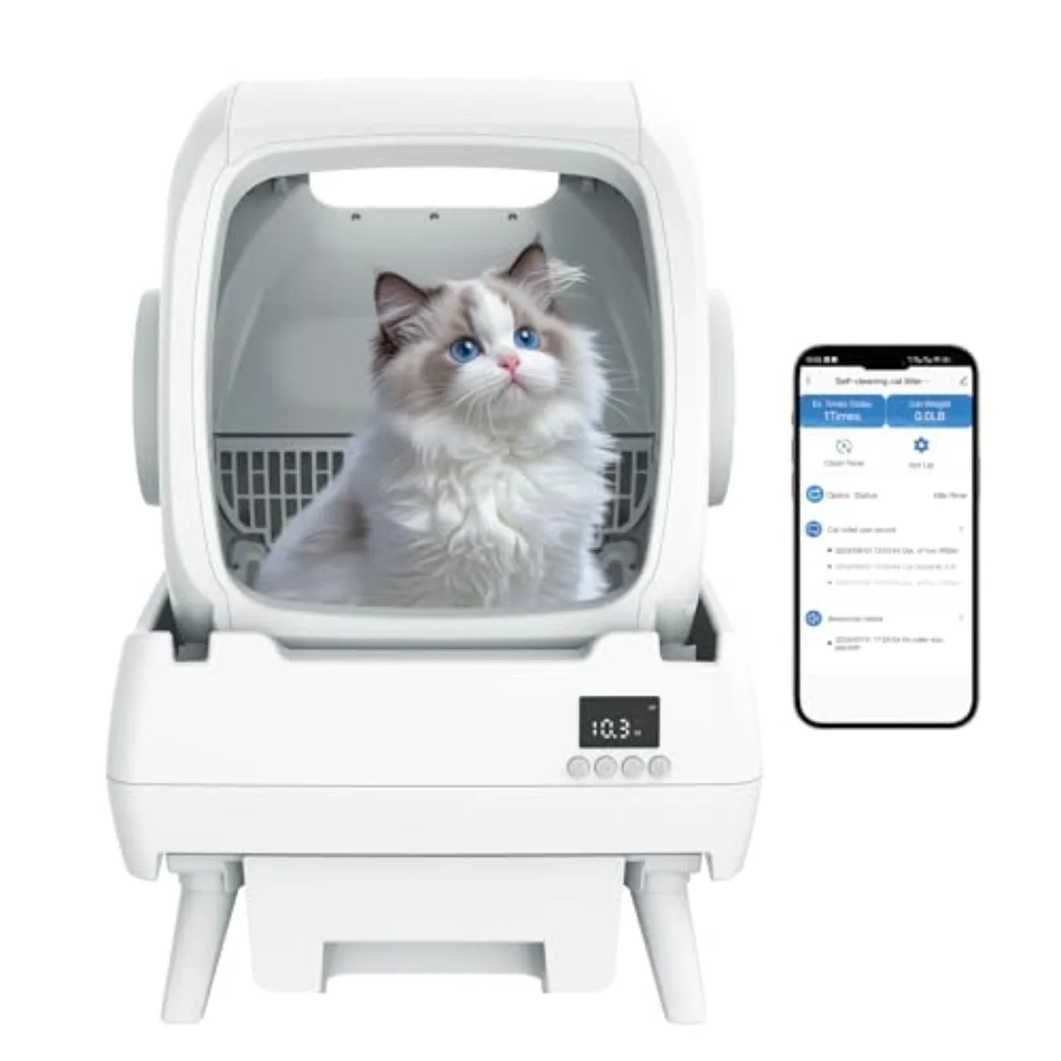 Automatic Cat Litter Box Self Cleaning - App Control, Cat Toilet Records, Suitable for Big Cats, Medium Cats, Kittens