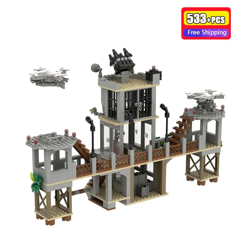 

533 детали, конструктор «Военная база и пост», MOC, оборонная башня, развивающая игрушка, строительные блоки, подарок для мальчиков, детский DIY-набор