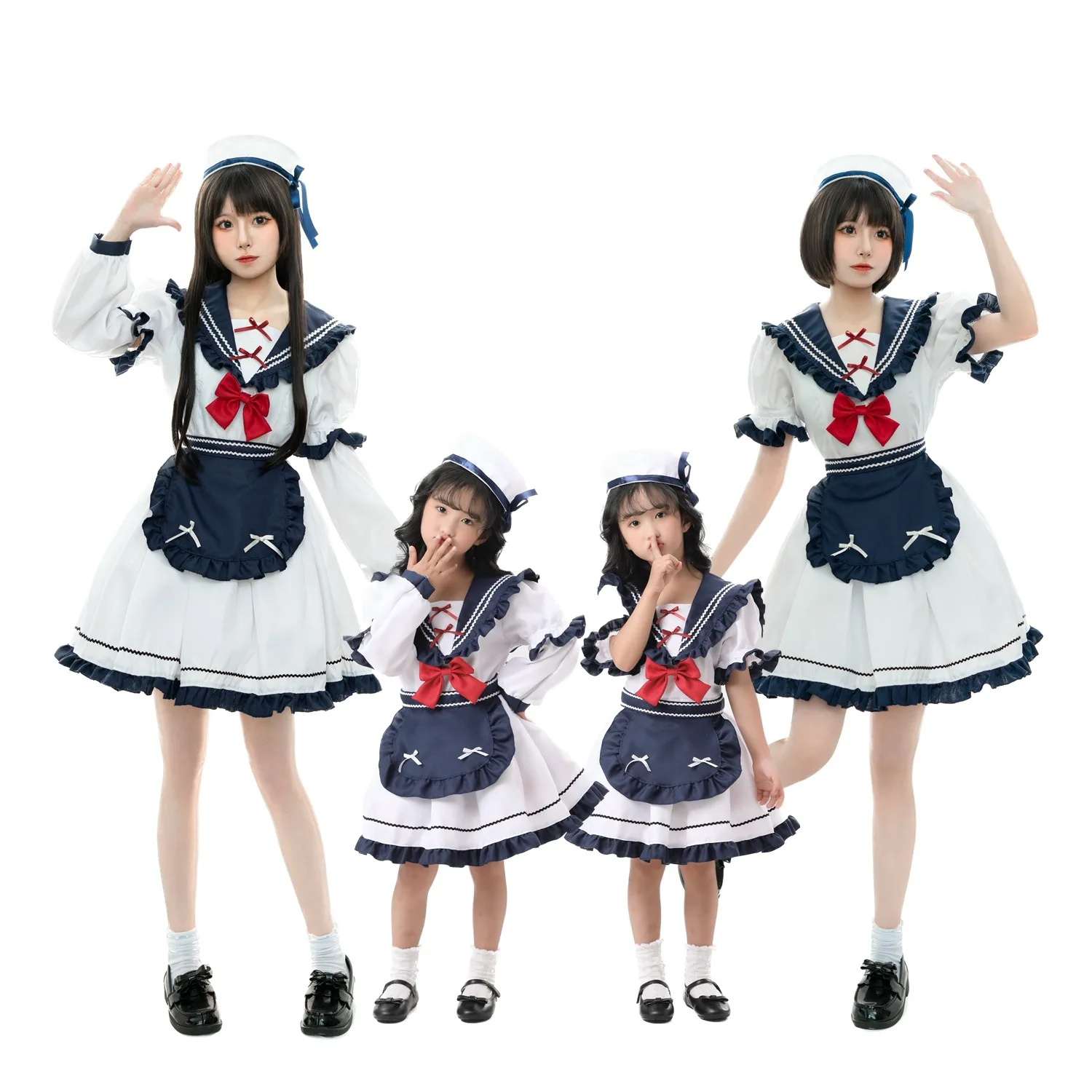 

Halloween Party Maid Costume Cosplay Anime Navy Sailor Style Sweet Girl Waitress Carnival Parent-child Sister Clothes Stage Suit