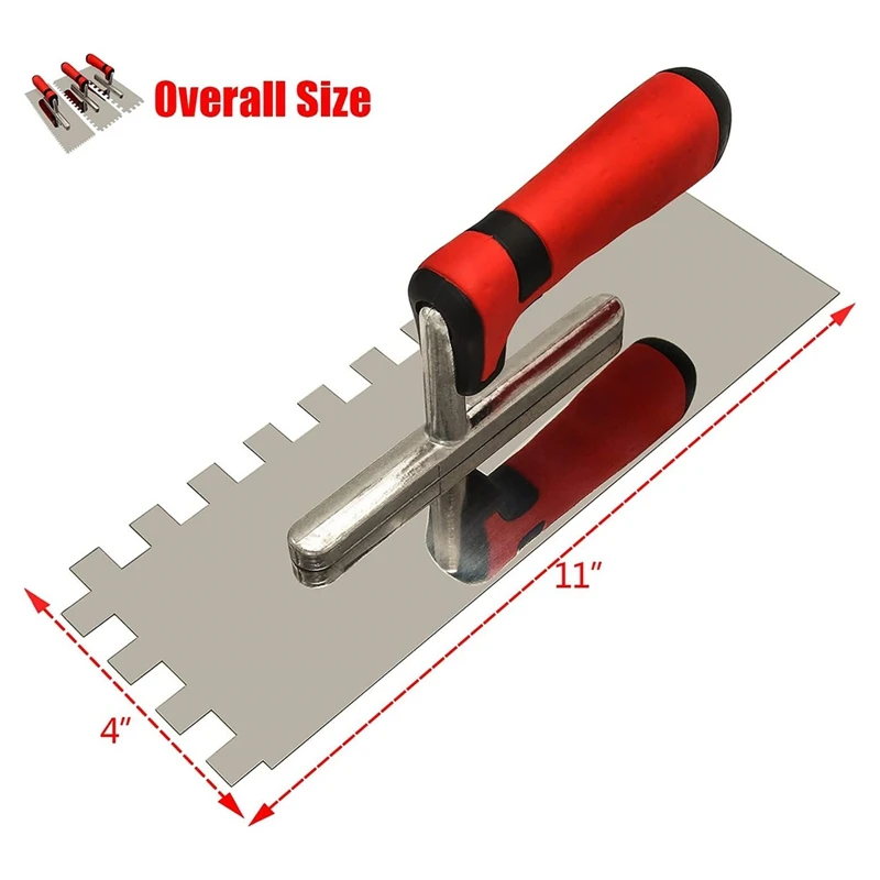 Set di cazzuola dentellate quadrate in acciaio inossidabile per installazione di piastrelle per pavimenti a parete Installazione di fortuna della cazzuola