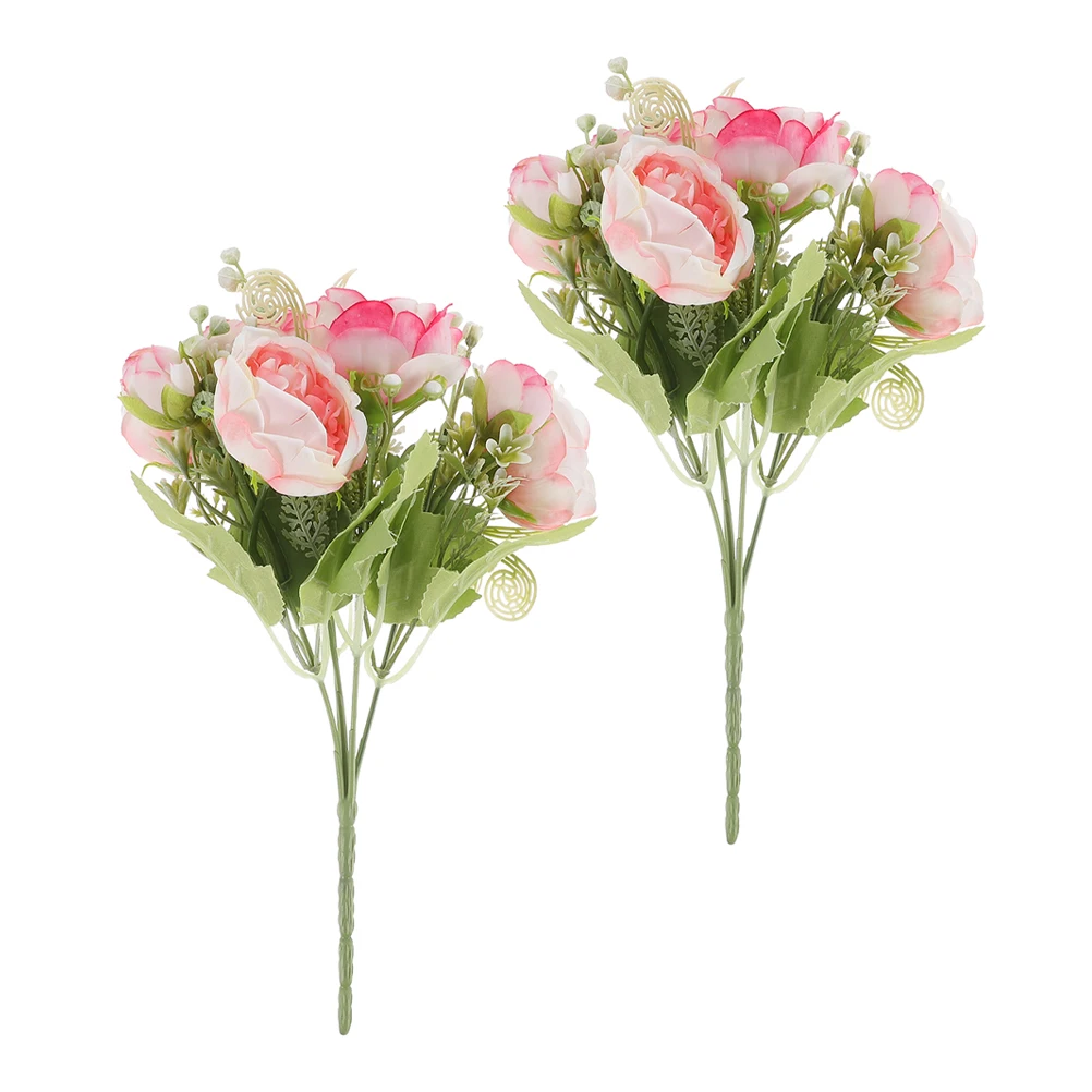 

2Pcs Simulation Rose Flower Bouquet Lifelike Silk Artificial Roses for Wedding Decoration Home Indoor Decor Faux Floral Picks