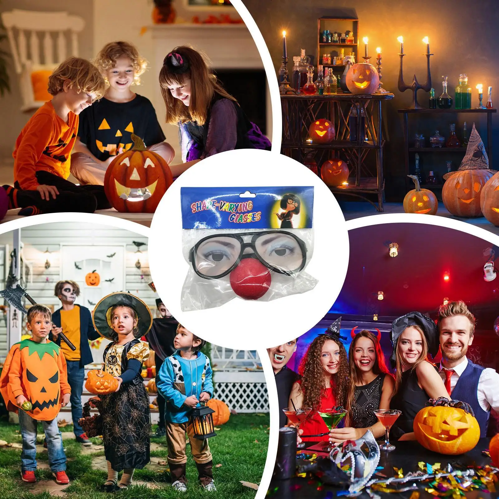 Scherzo Travestimento Occhiali Occhiali maschili e femminili per scherzi Aspetto unico Feste Accessorio per riunione di famiglia Halloween