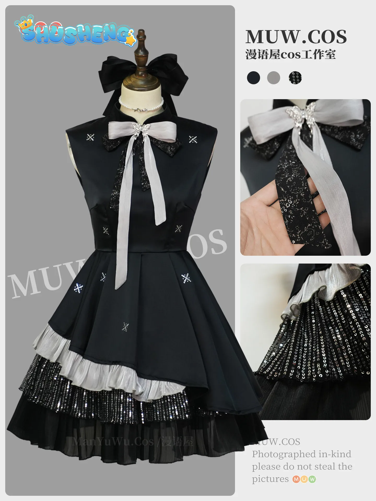 

Game Love and Deepspace New Heroine Women New Couple Dress Night Receipt Black Dress MC Xavier Cosplay Costume Halloween suit